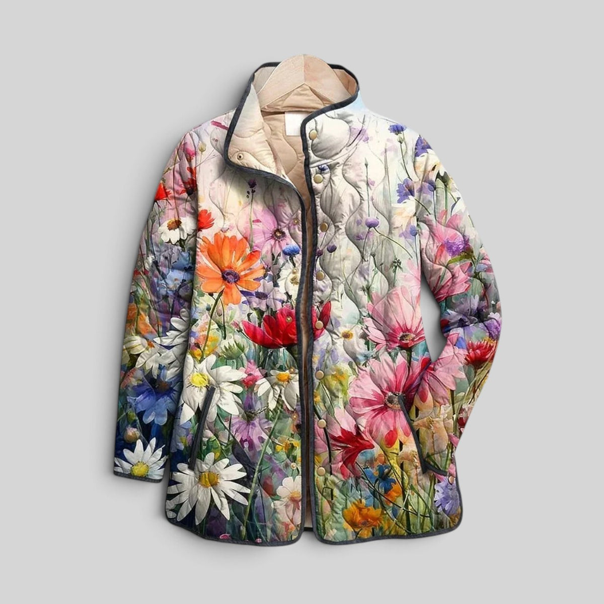 Kaia | Charming Vintage Floral Print Quilted Jacket