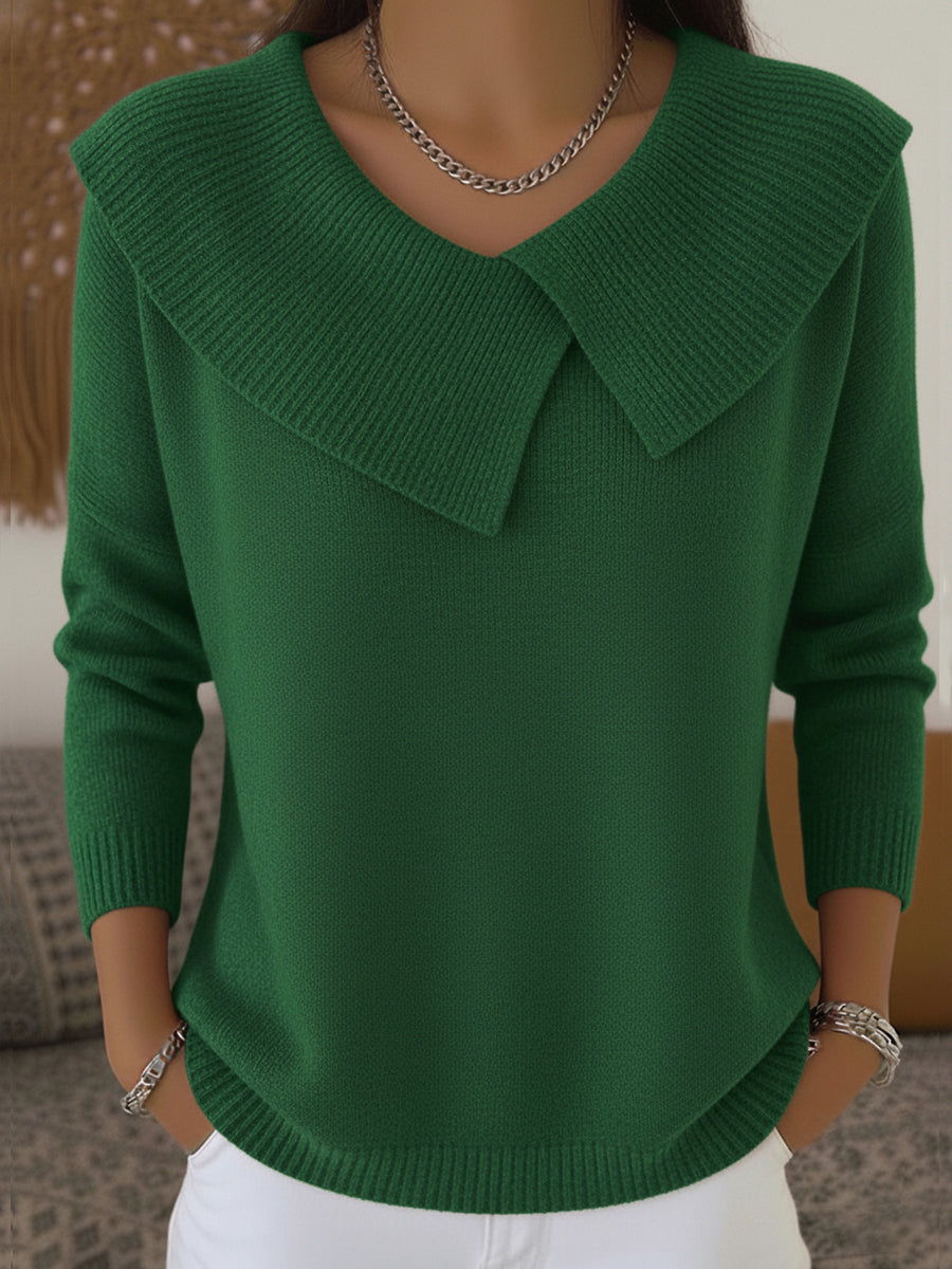 Warm Jumper with Soft Collar for Women