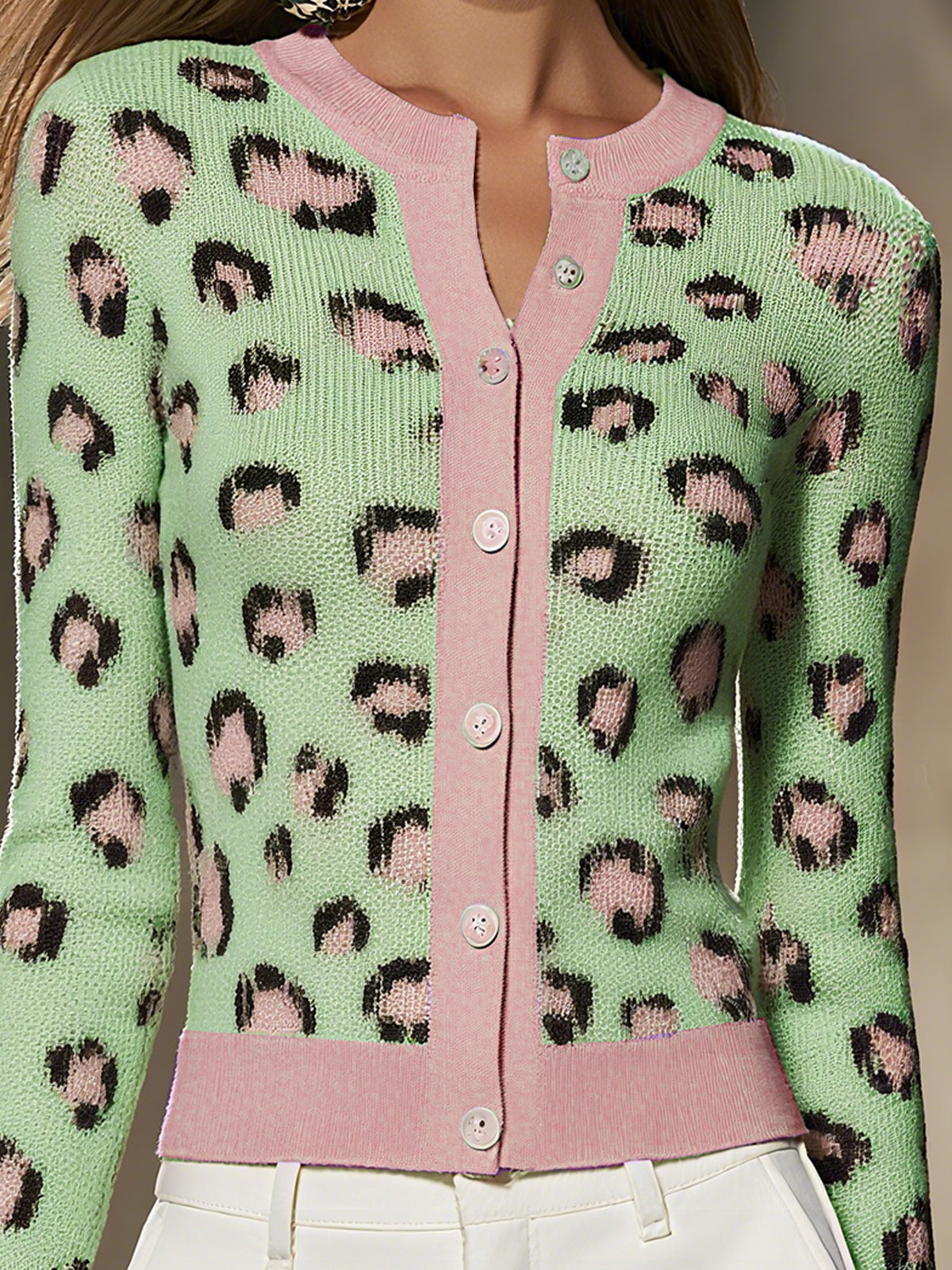 Savannah | Leopard Trim Cardigan