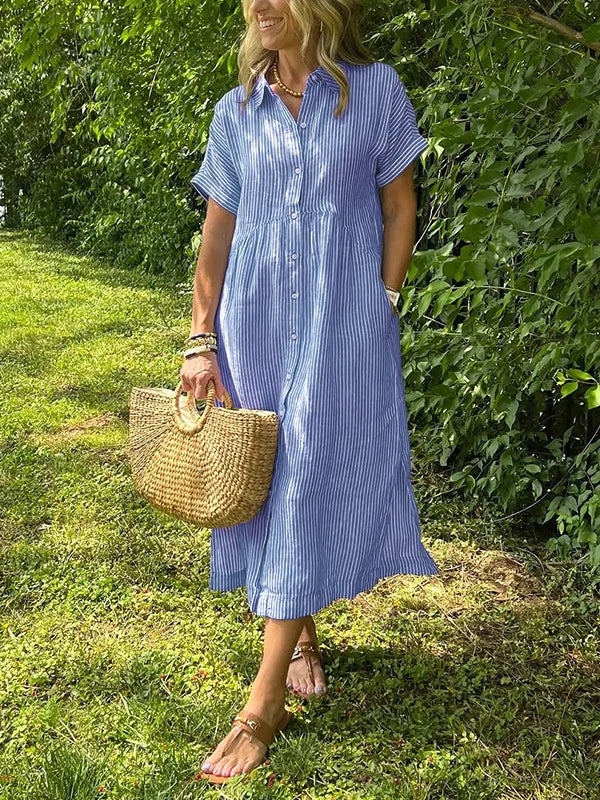 Wendy | Striped Midi Shirt Dress