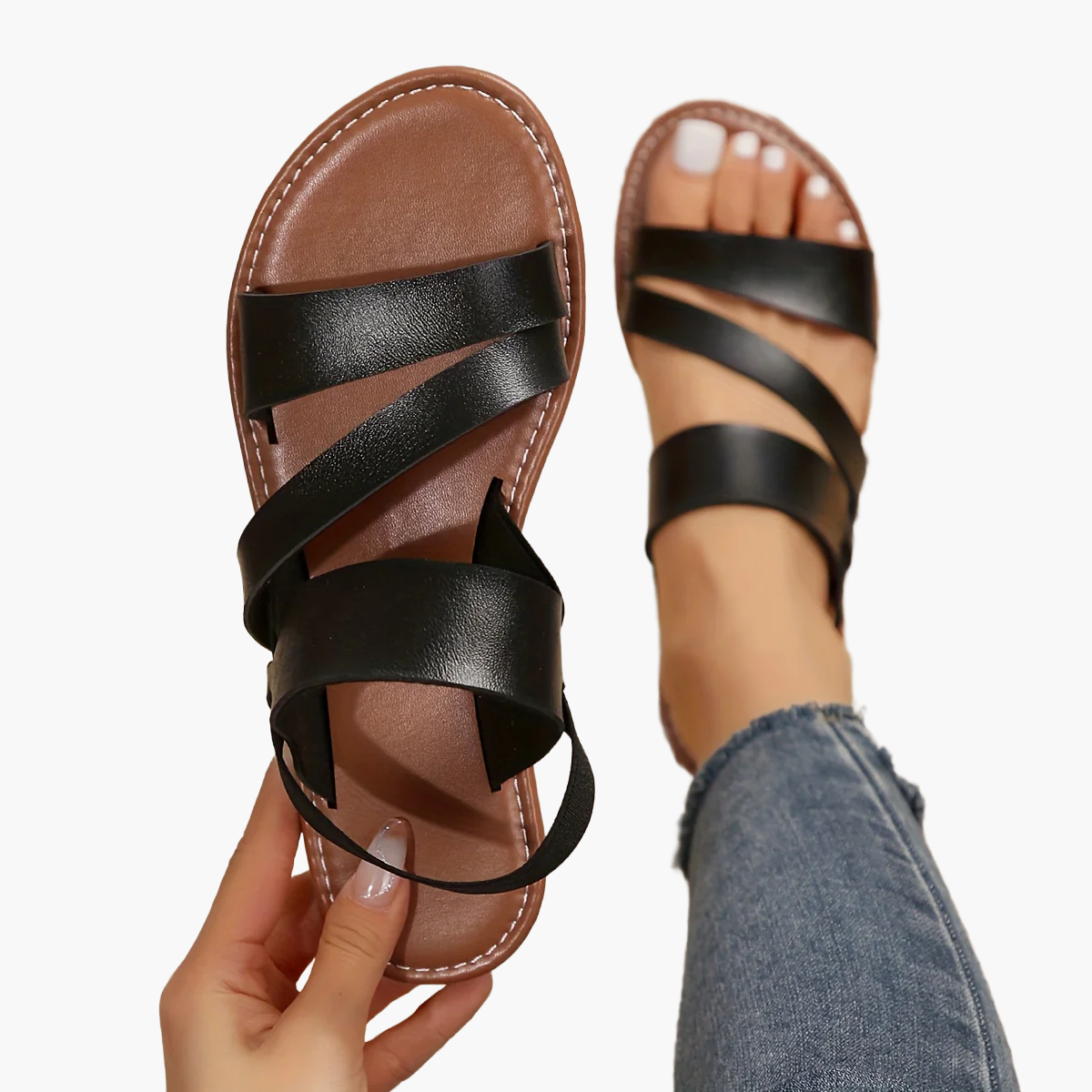 Sienna | Cross-Strap Flat Sandals