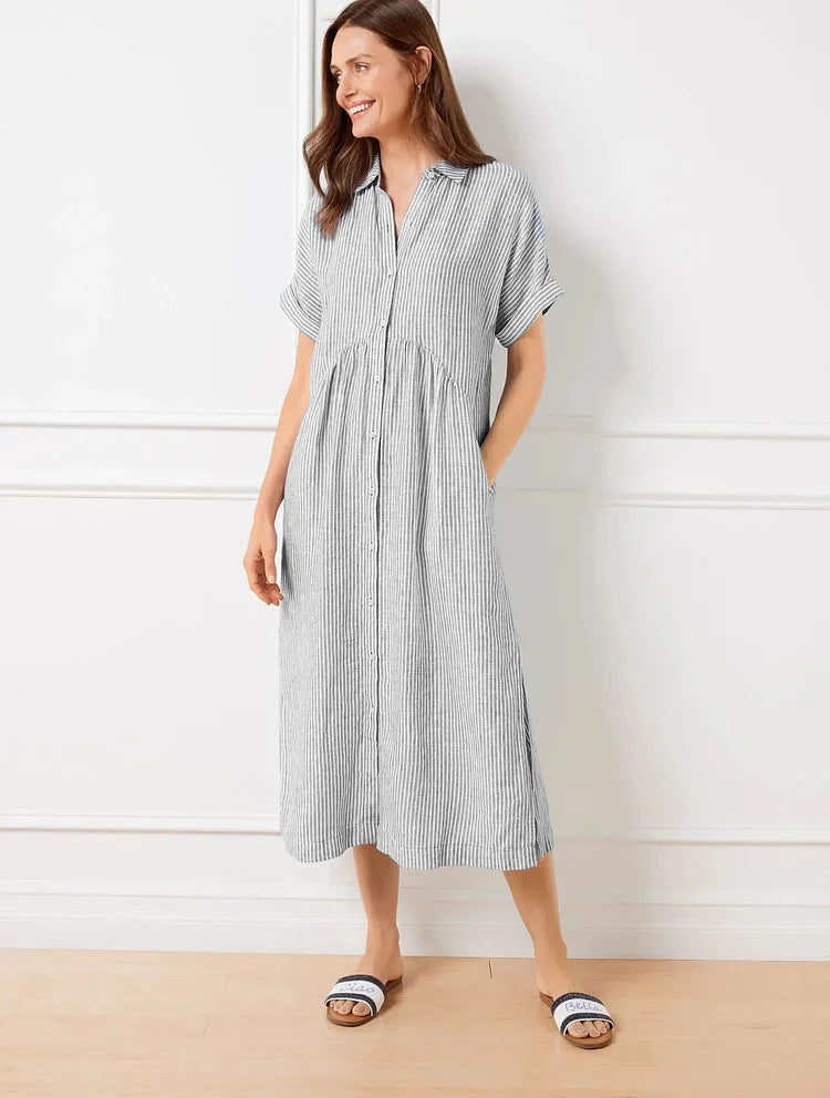 Wendy | Striped Midi Shirt Dress