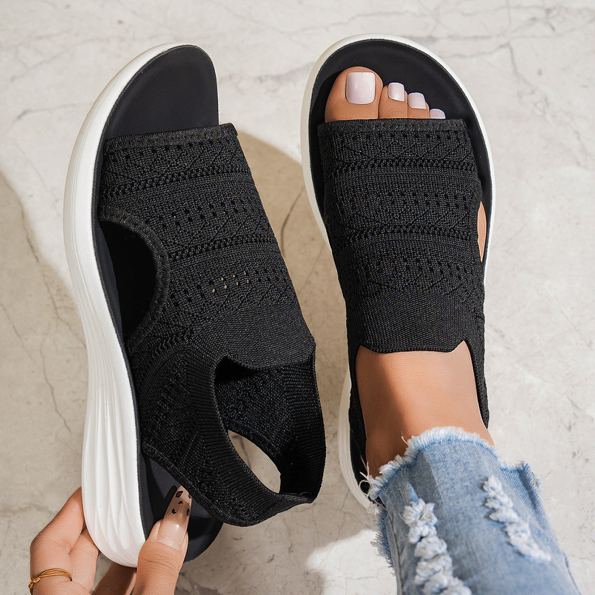 Faye | Knit Platform Sandals