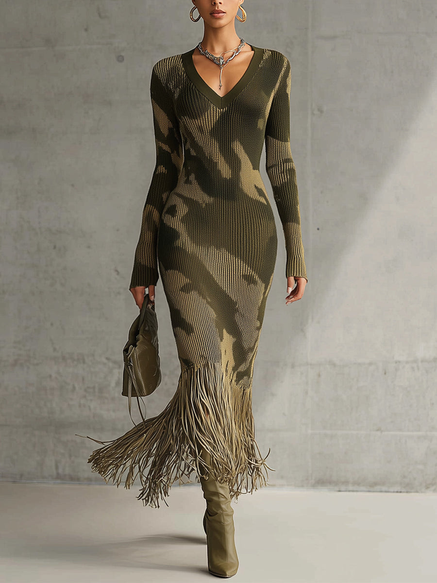 Savannah | Camo Fringe Maxi Dress