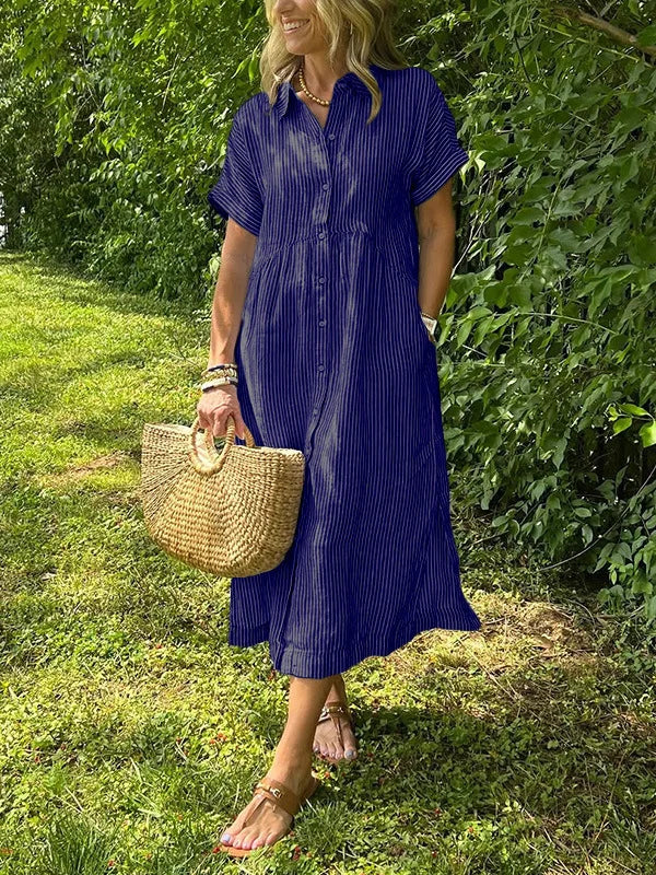 Wendy | Striped Midi Shirt Dress