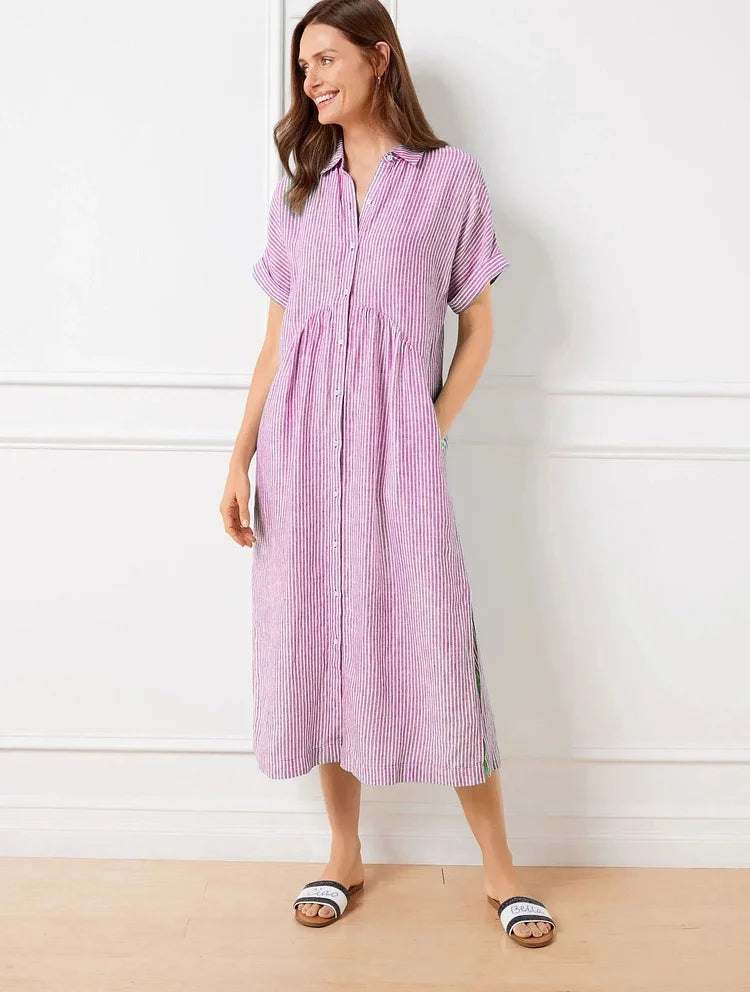 Wendy | Striped Midi Shirt Dress