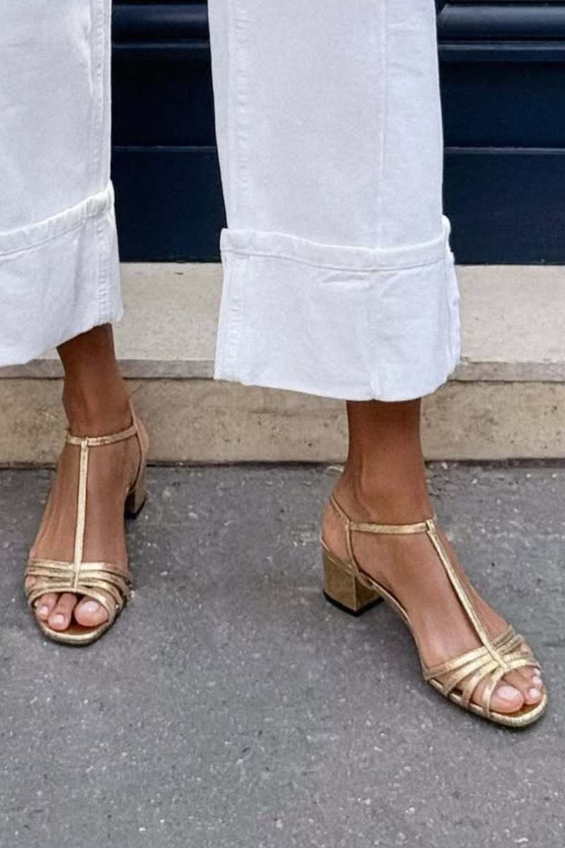 Elisetta | Metallic T-Strap Sandals