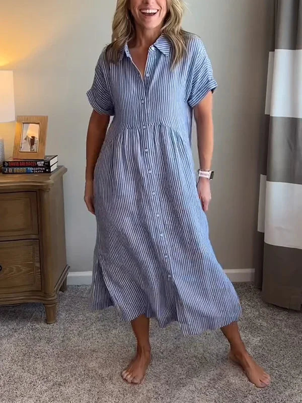 Wendy | Striped Midi Shirt Dress