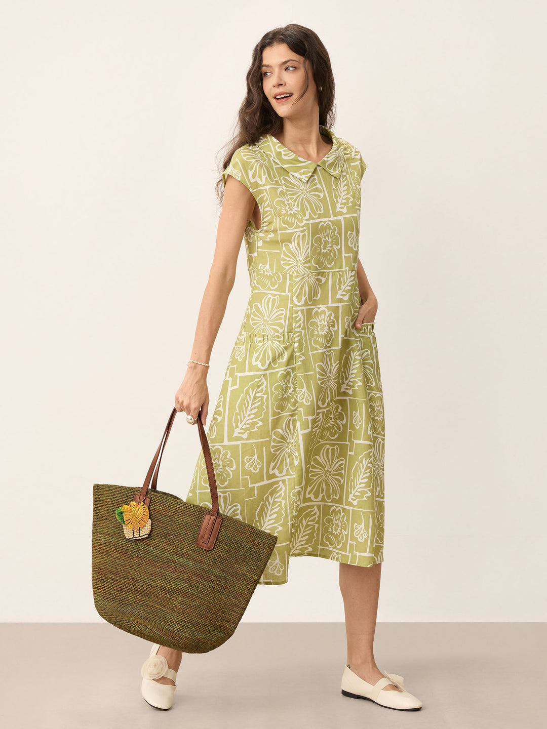 Handwoven Raffia Tote Bag With Leather Handles