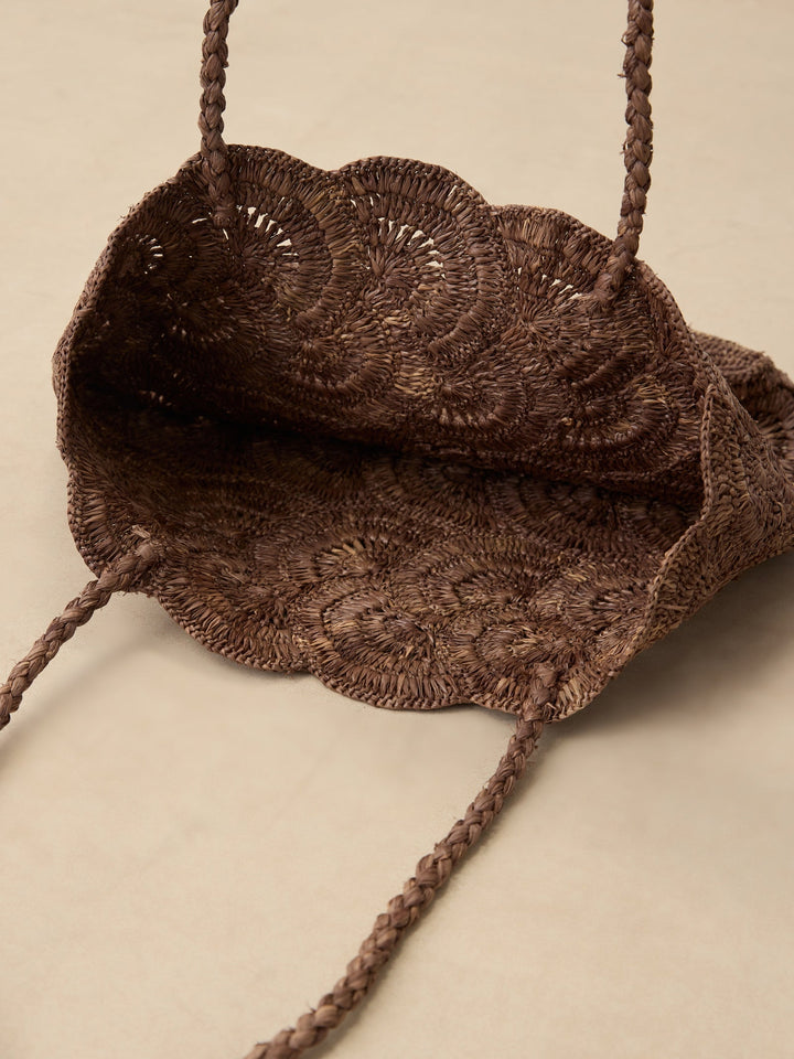 Handwoven Raffia Floral Pattern Tote Bag