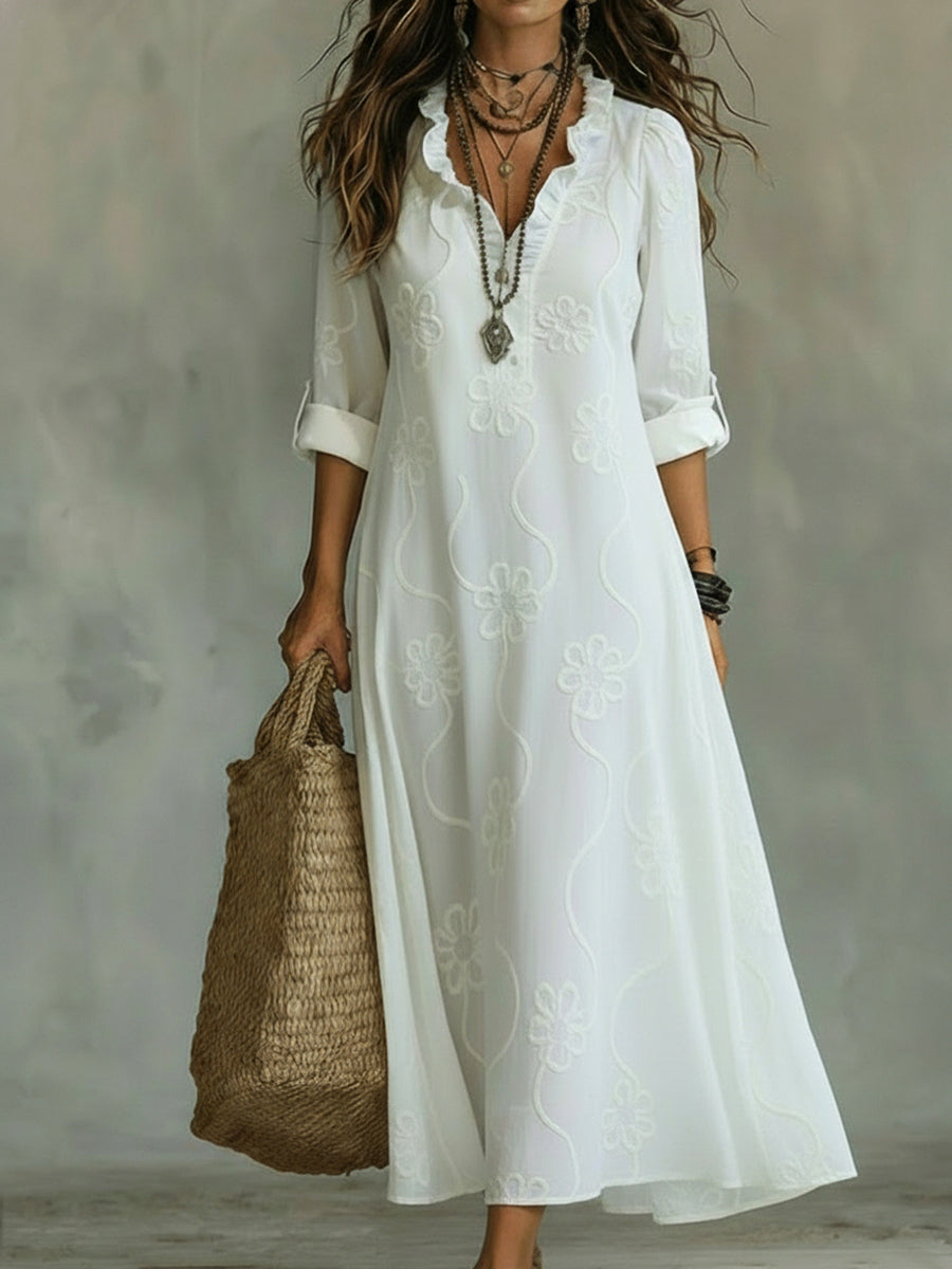 Blanche | Embroidered Maxi Dress