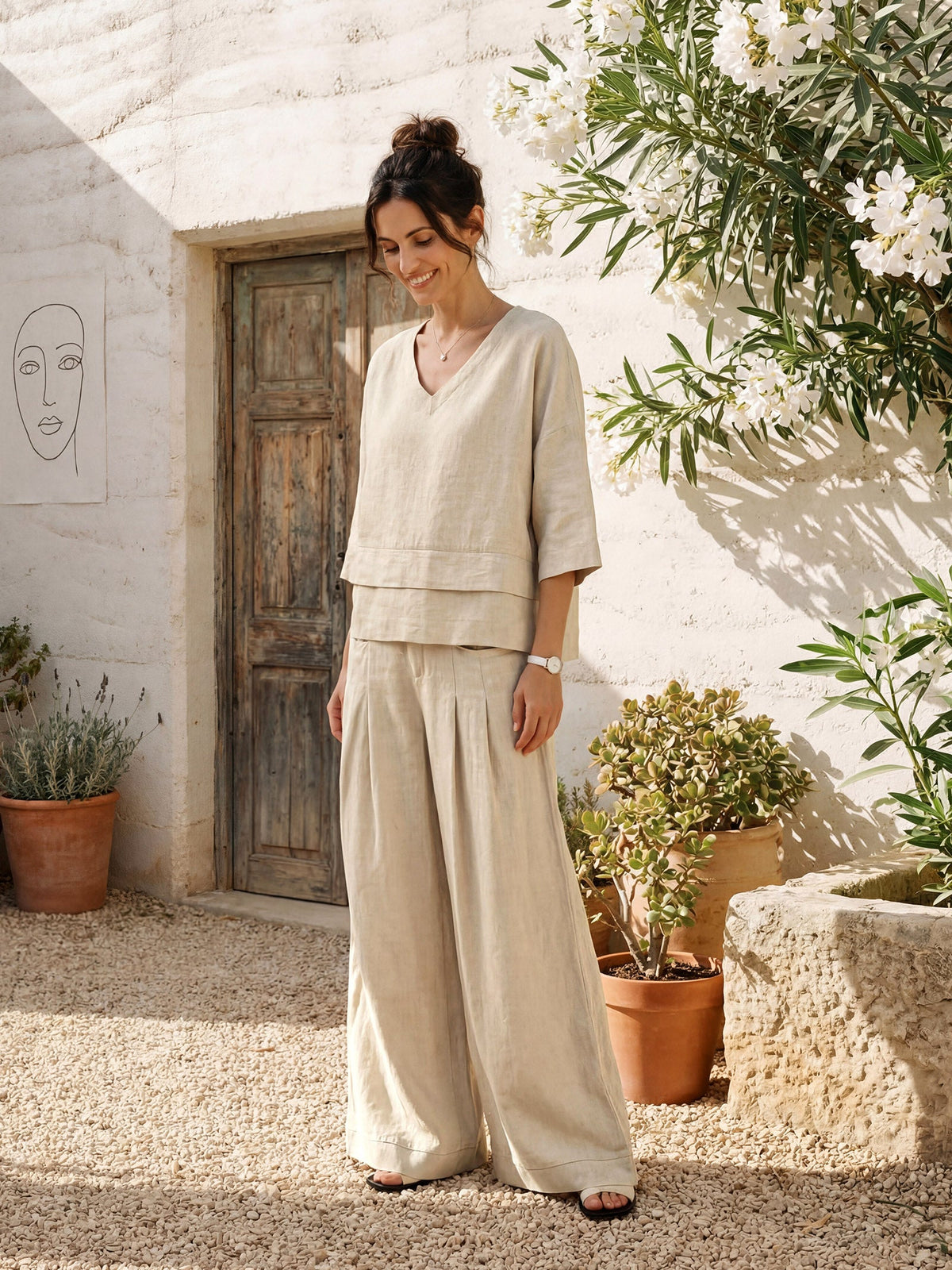 Veridiana | Pleated Linen Trousers