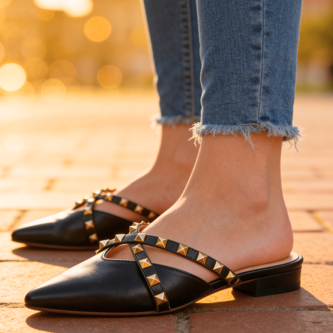 Rivara | Studded Pointed-Toe Mules