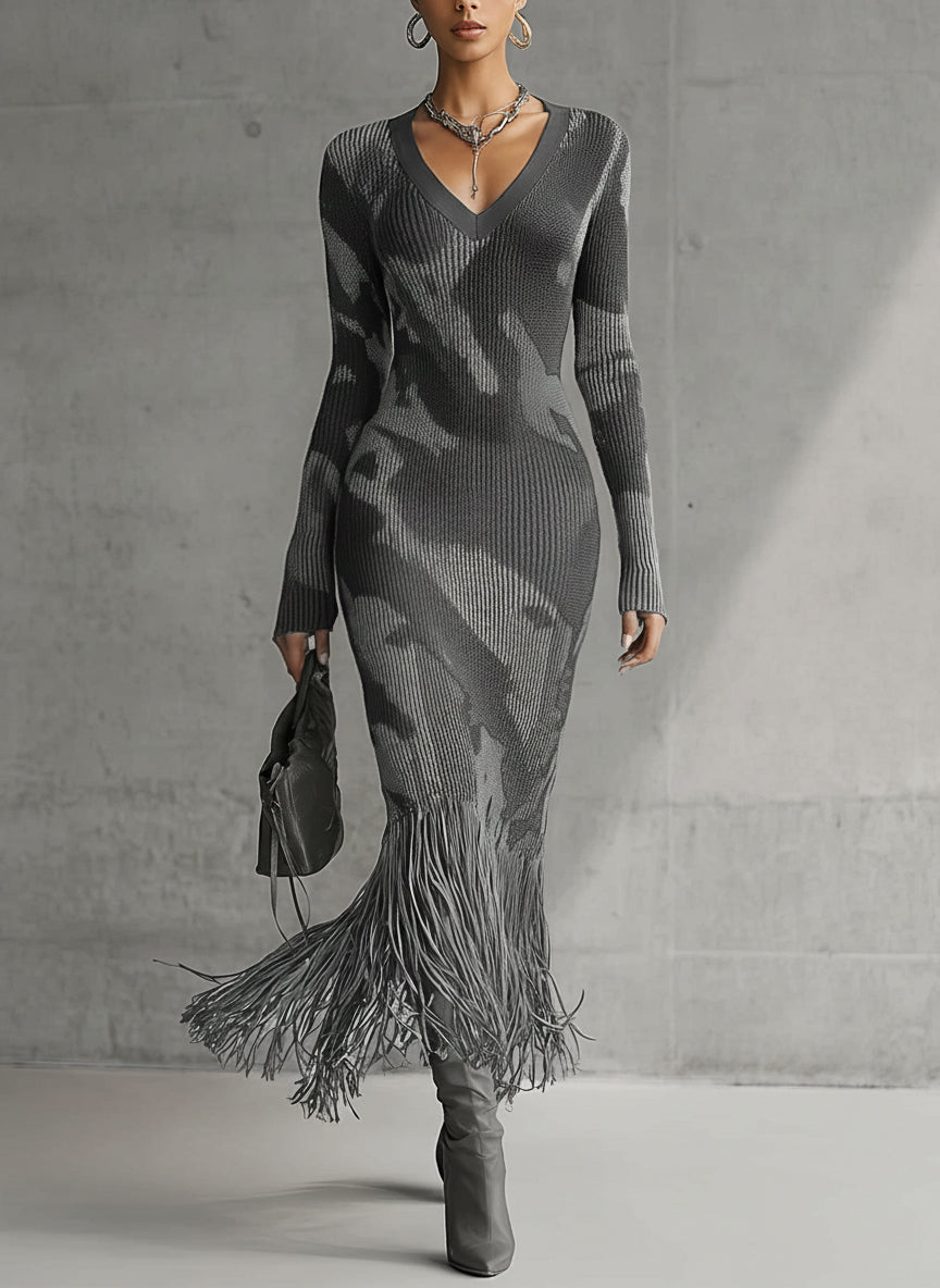 Savannah | Camo Fringe Maxi Dress