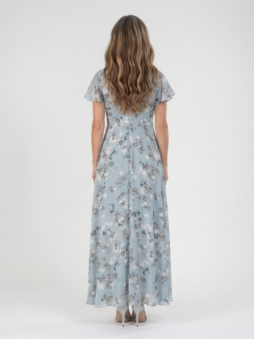 Jasmin | Floral Ruffle Sleeve Maxi Dress