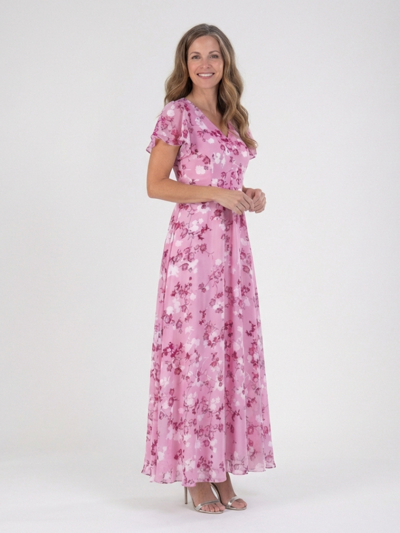 Jasmin | Floral Ruffle Sleeve Maxi Dress