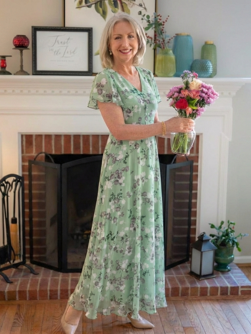 Jasmin | Floral Ruffle Sleeve Maxi Dress
