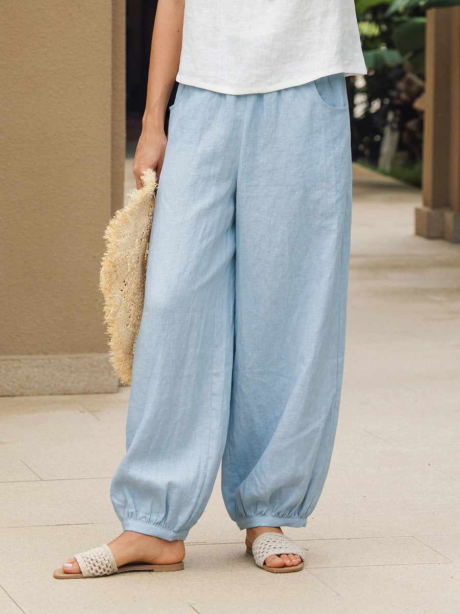 Talia | Barrel Linen Trousers