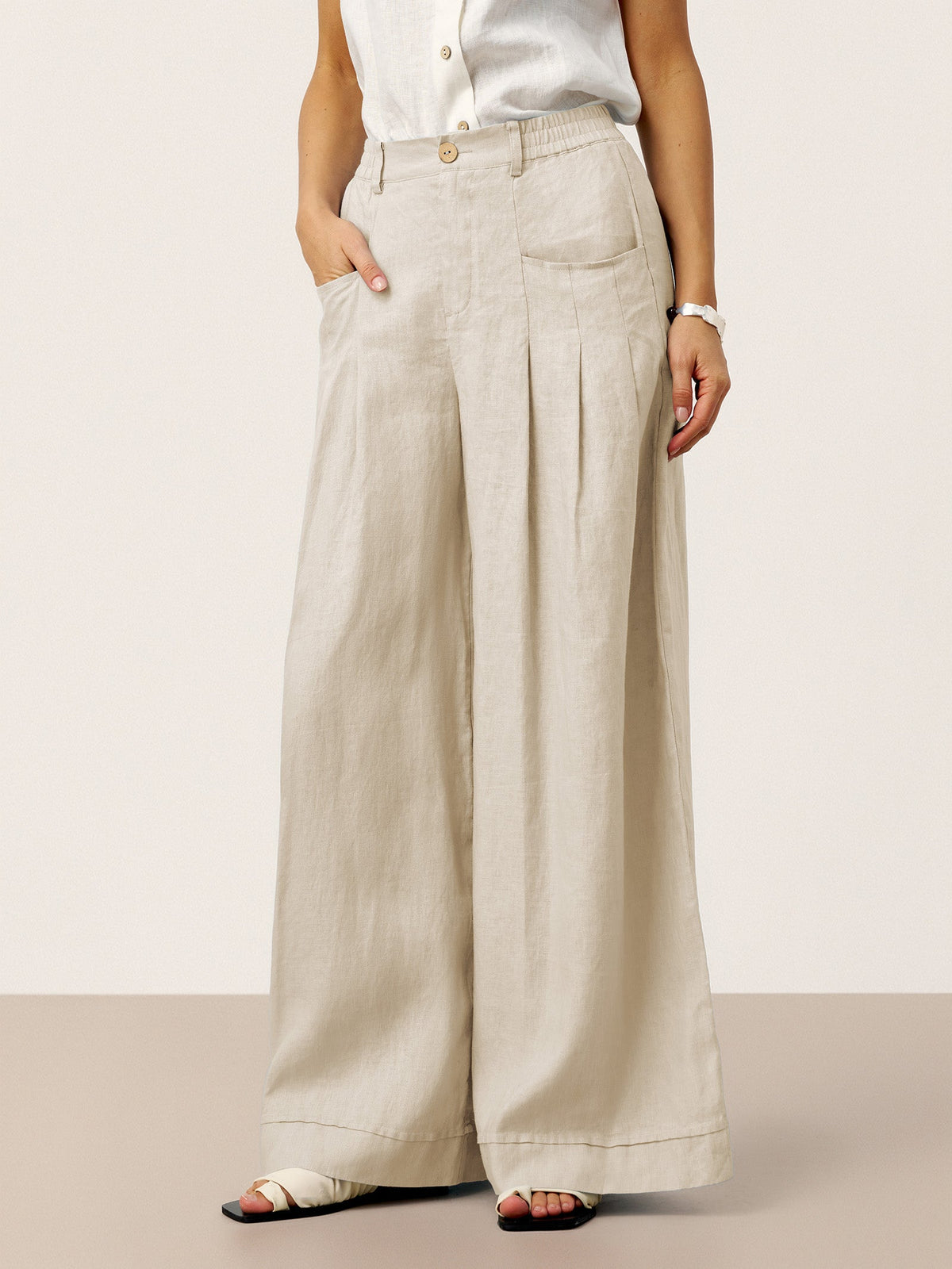 Veridiana | Pleated Linen Trousers