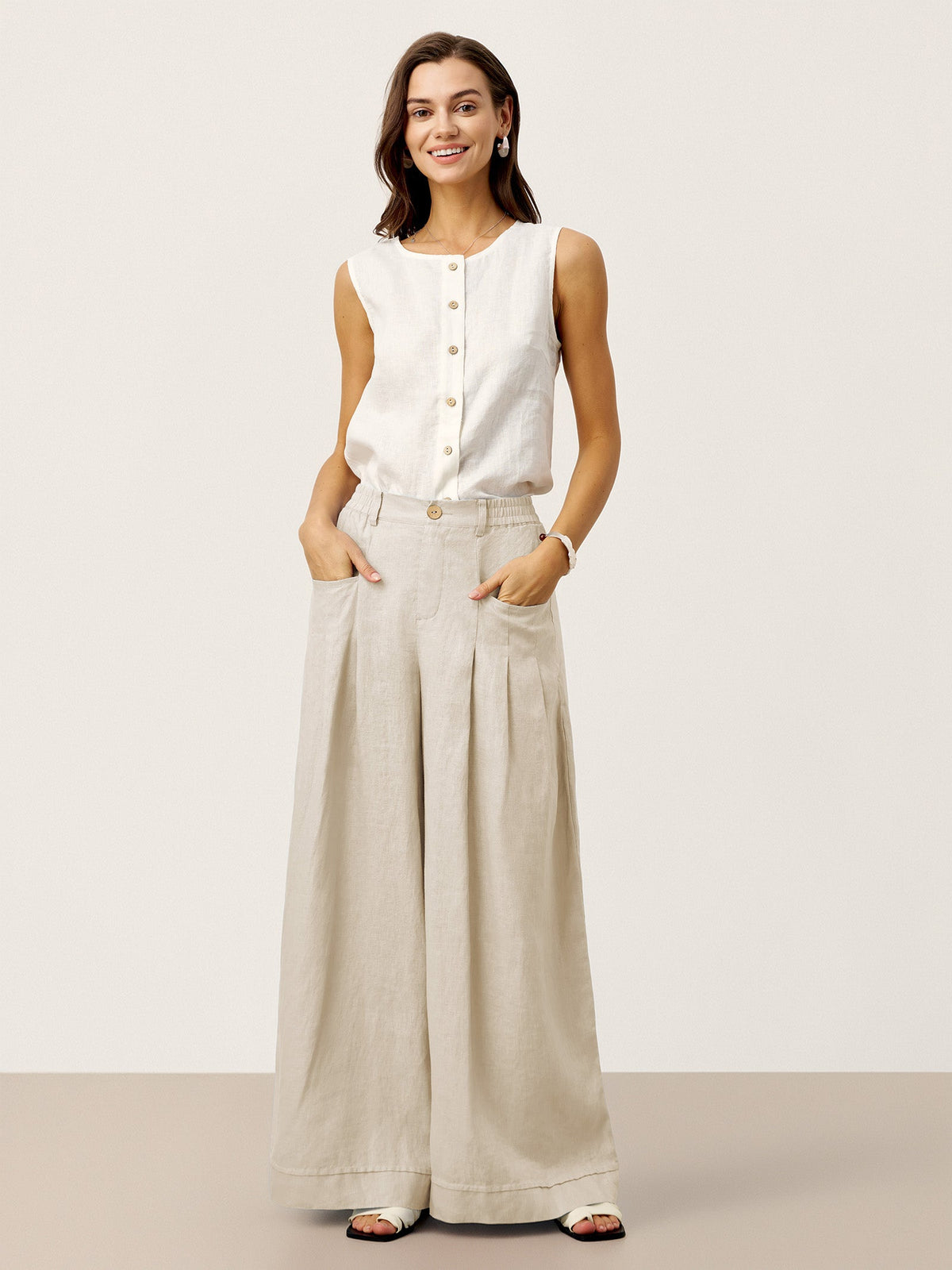 Veridiana | Pleated Linen Trousers