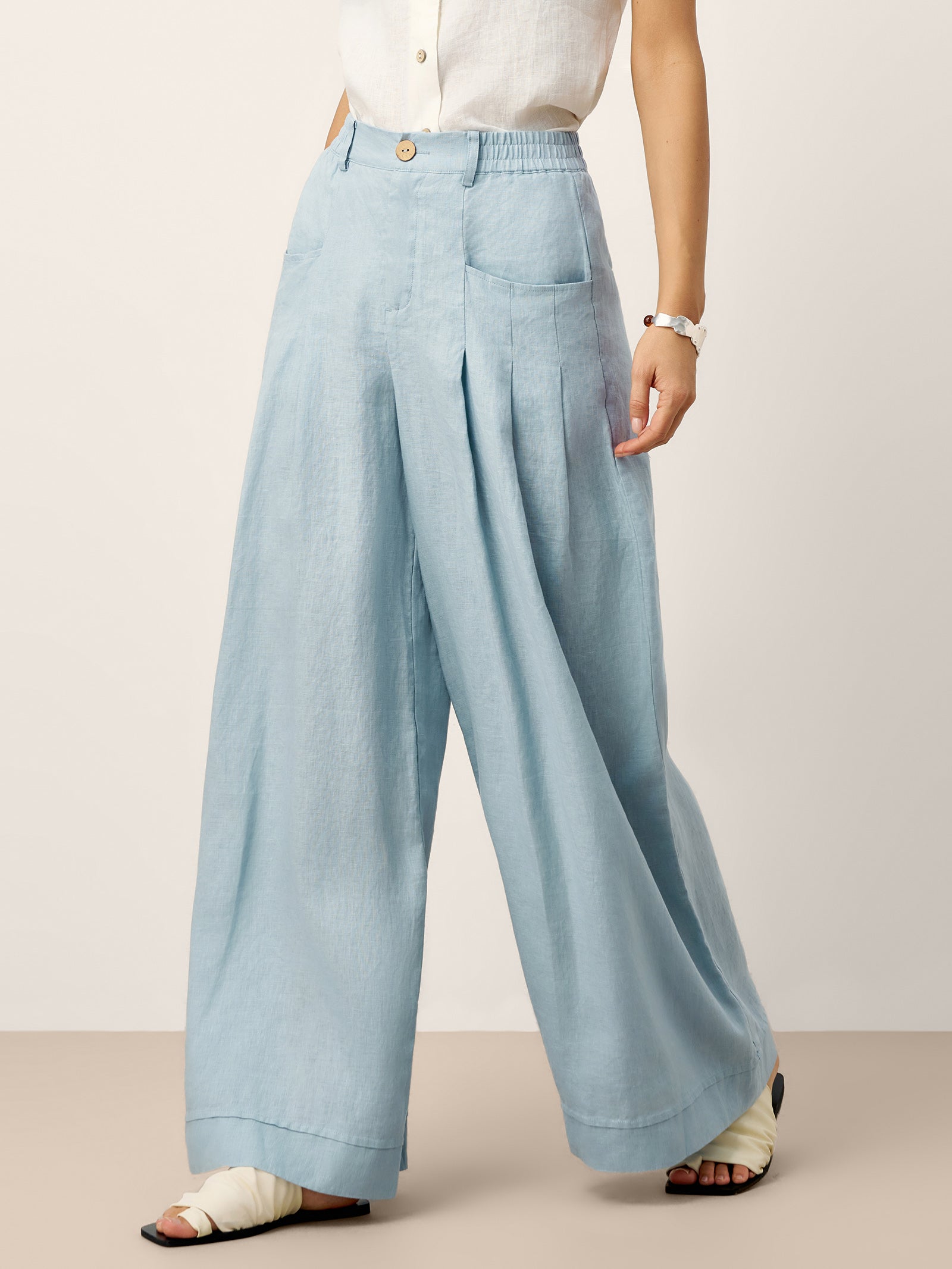Veridiana | Pleated Linen Trousers