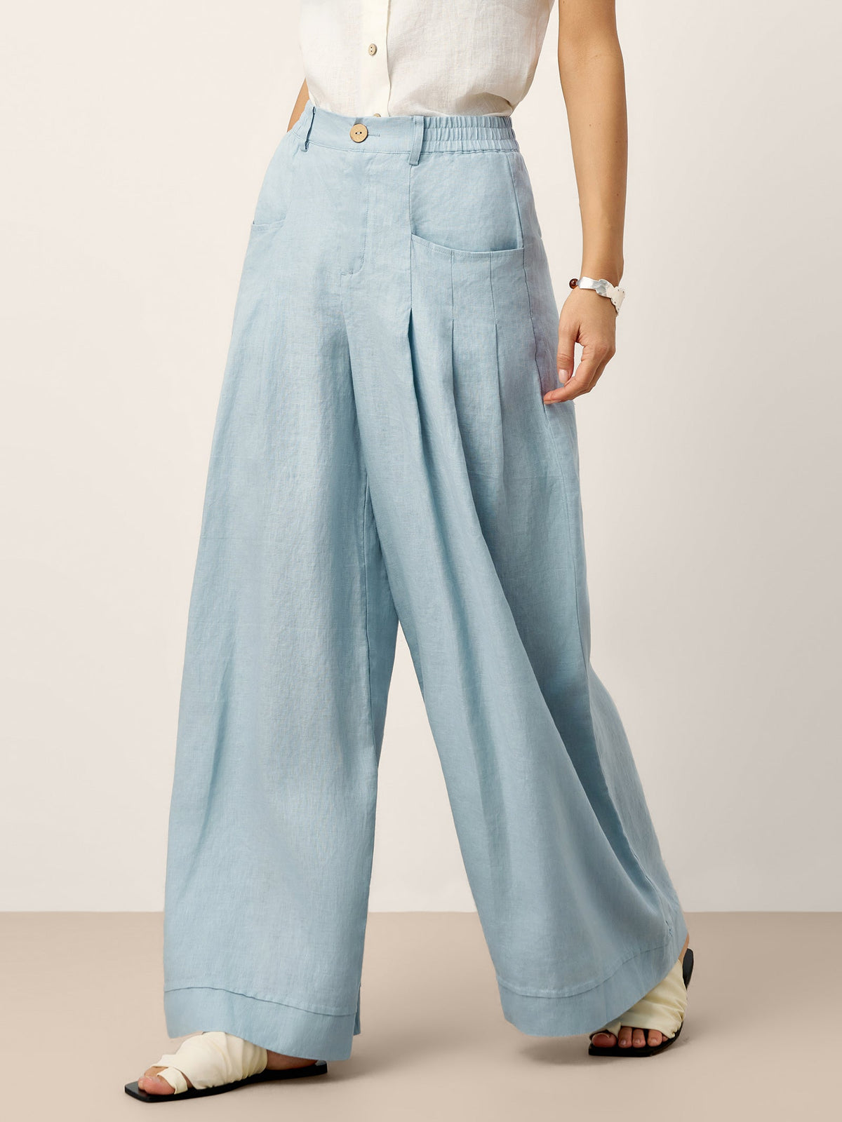 Veridiana | Pleated Linen Trousers