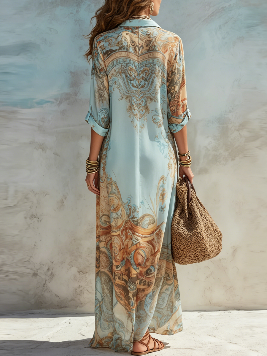 Celeste | Baroque Print Maxi Dress