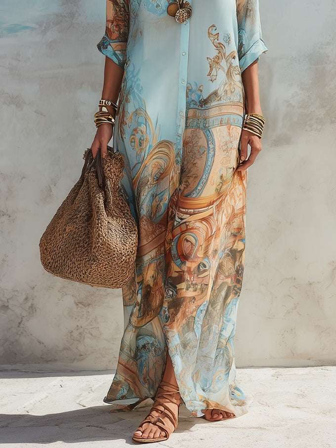 Celeste | Baroque Print Maxi Dress