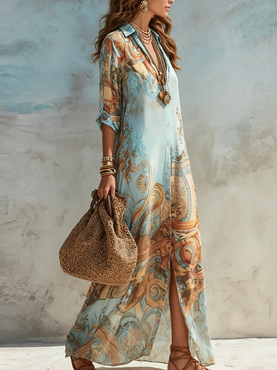 Celeste | Baroque Print Maxi Dress