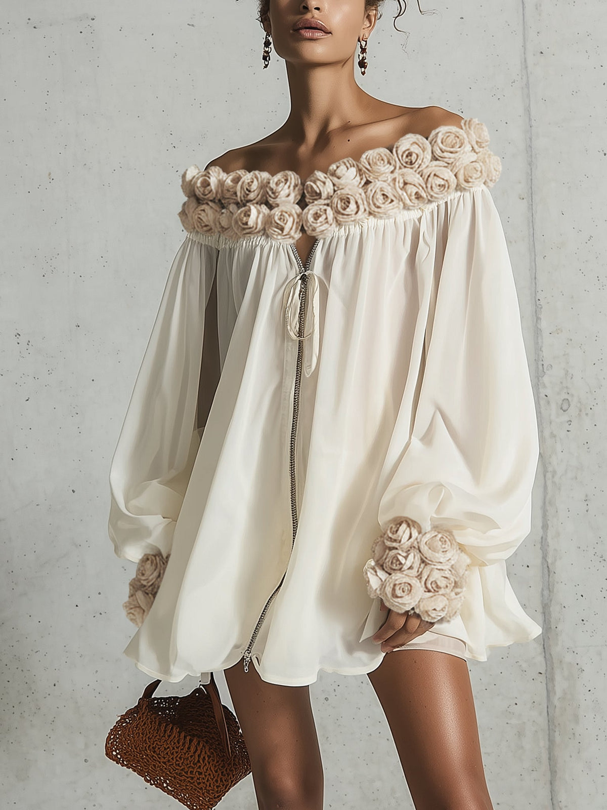 Amélie | 3D Floral Chiffon Mini Dress