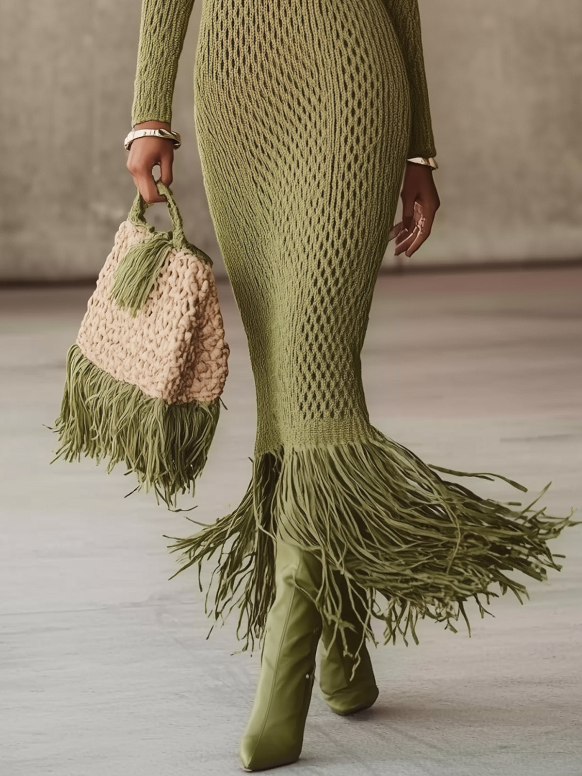 Sienna | Fringe Knit Maxi Dress