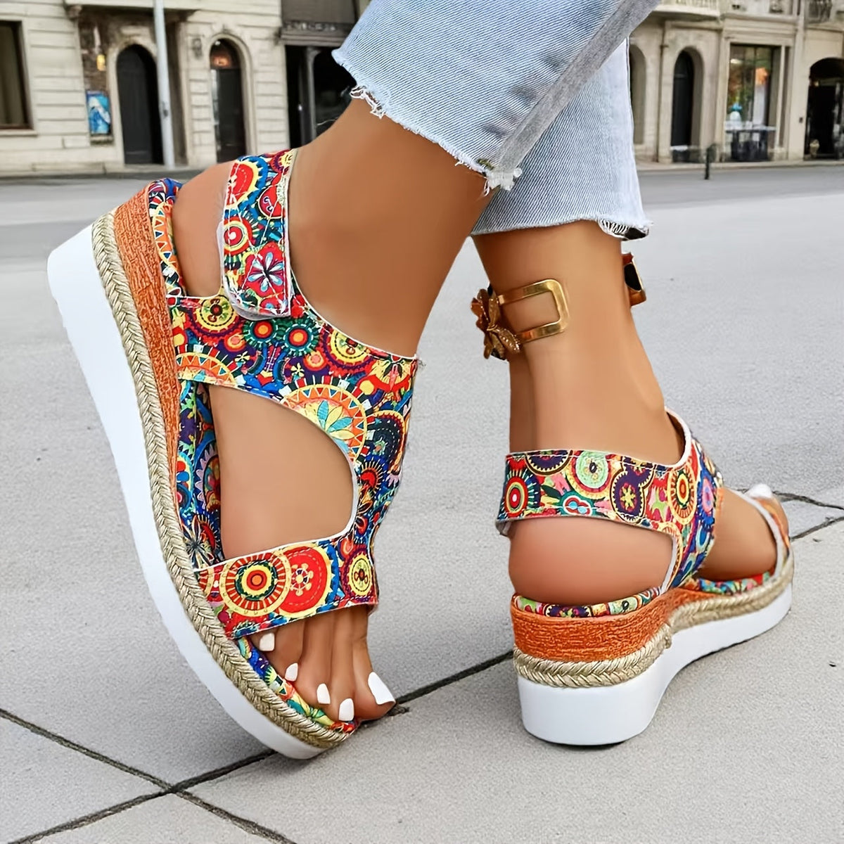 Megan | Floral Wedge Sandals