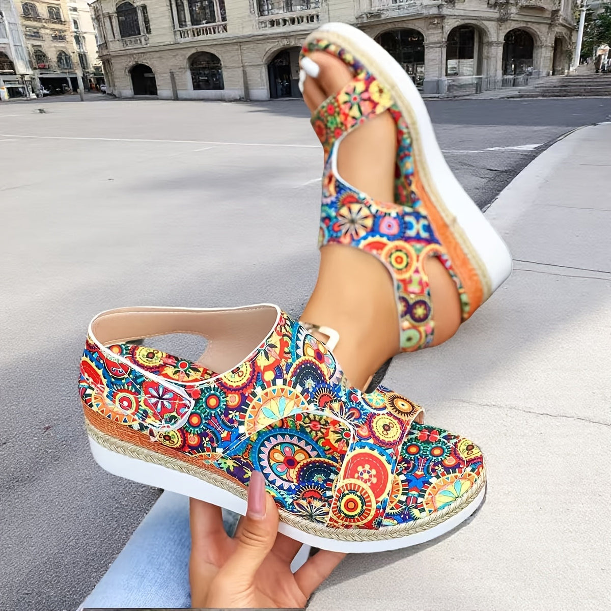 Megan | Floral Wedge Sandals