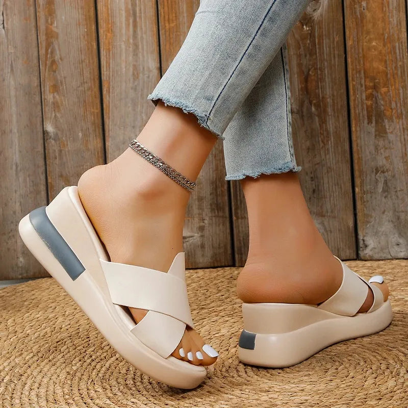 Cleo | Cross-Strap Wedge Mules
