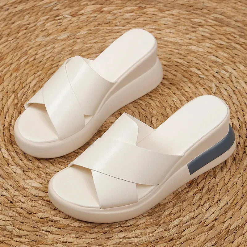 Cleo | Cross-Strap Wedge Mules