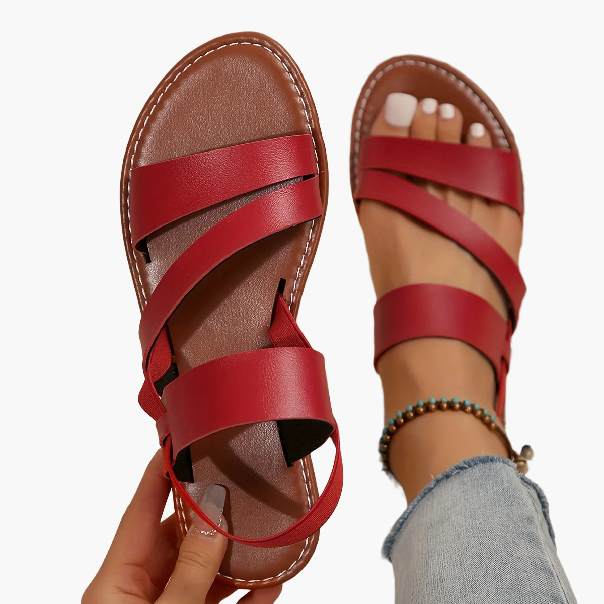 Sienna | Cross-Strap Flat Sandals