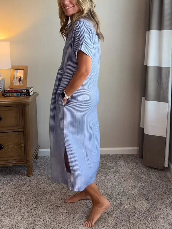 Wendy | Striped Midi Shirt Dress