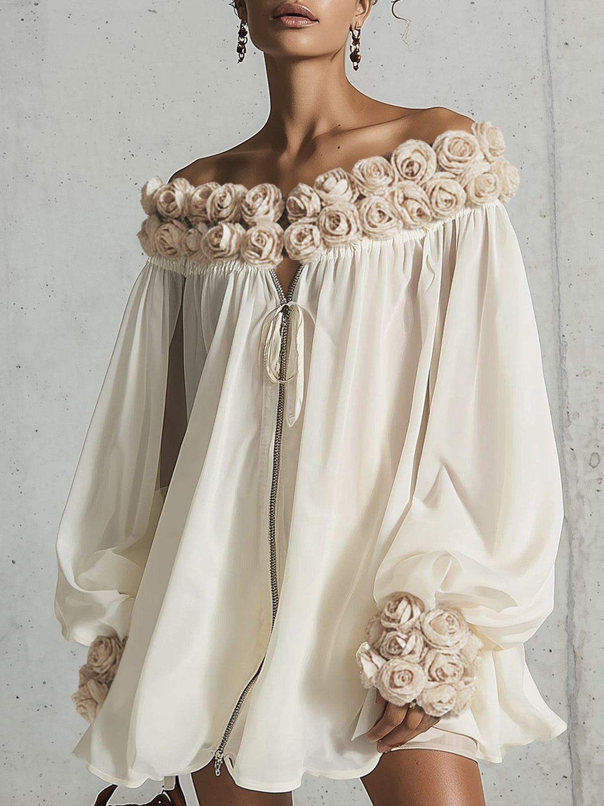 Amélie | 3D Floral Chiffon Mini Dress