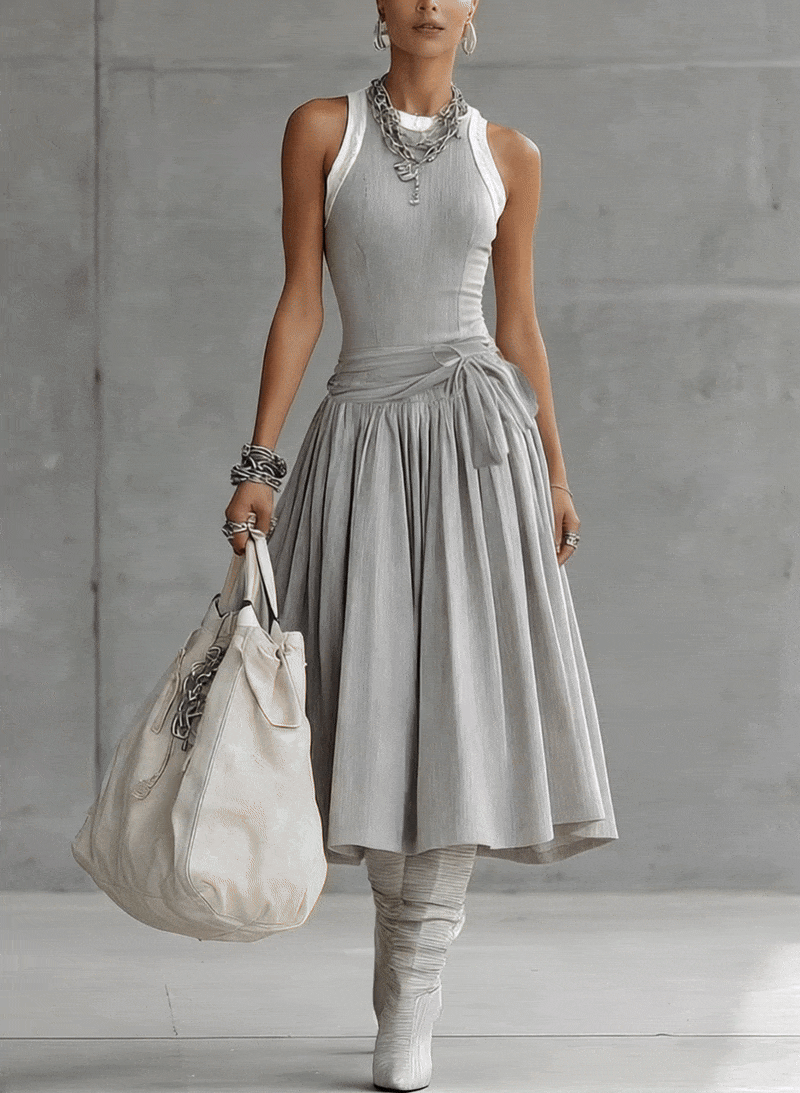 Elara | Draped Ribbed Midi Dress