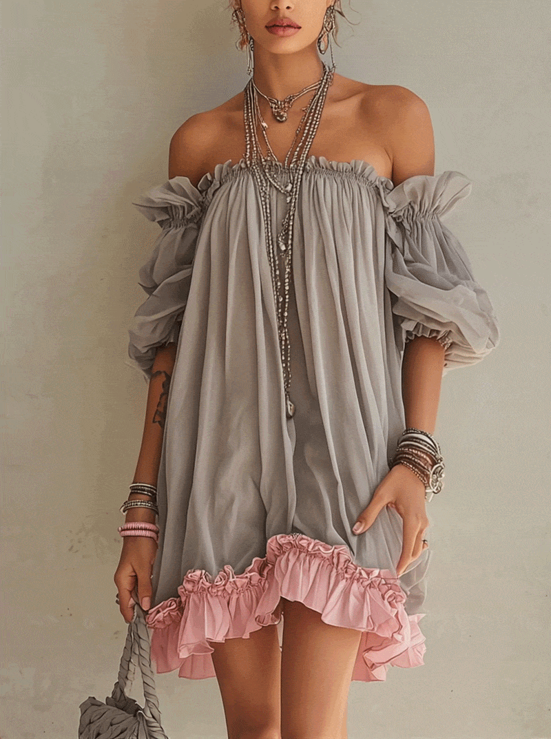 Elodie | Contrast Ruffle Mini Dress