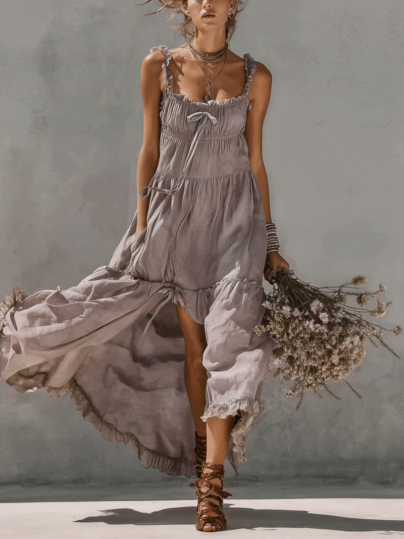 Amélie | Lace Linen Maxi Dress