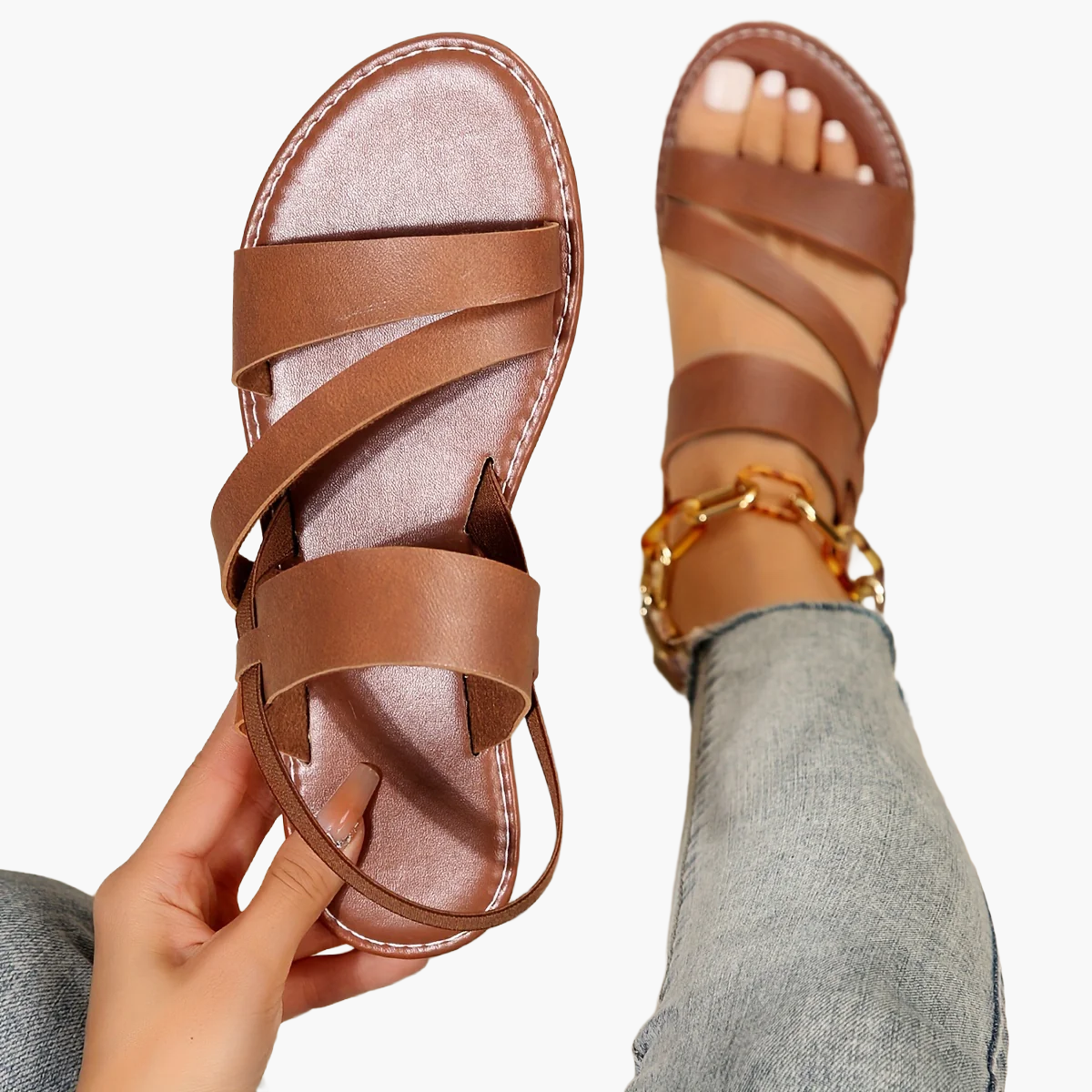 Sienna | Cross-Strap Flat Sandals