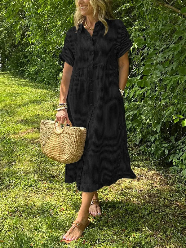 Wendy | Striped Midi Shirt Dress