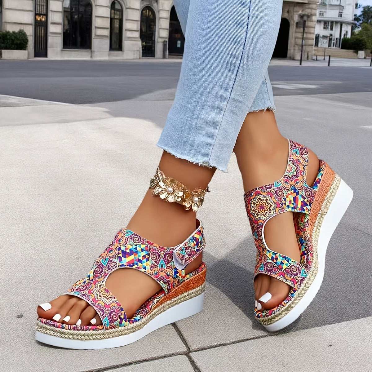 Megan | Floral Wedge Sandals