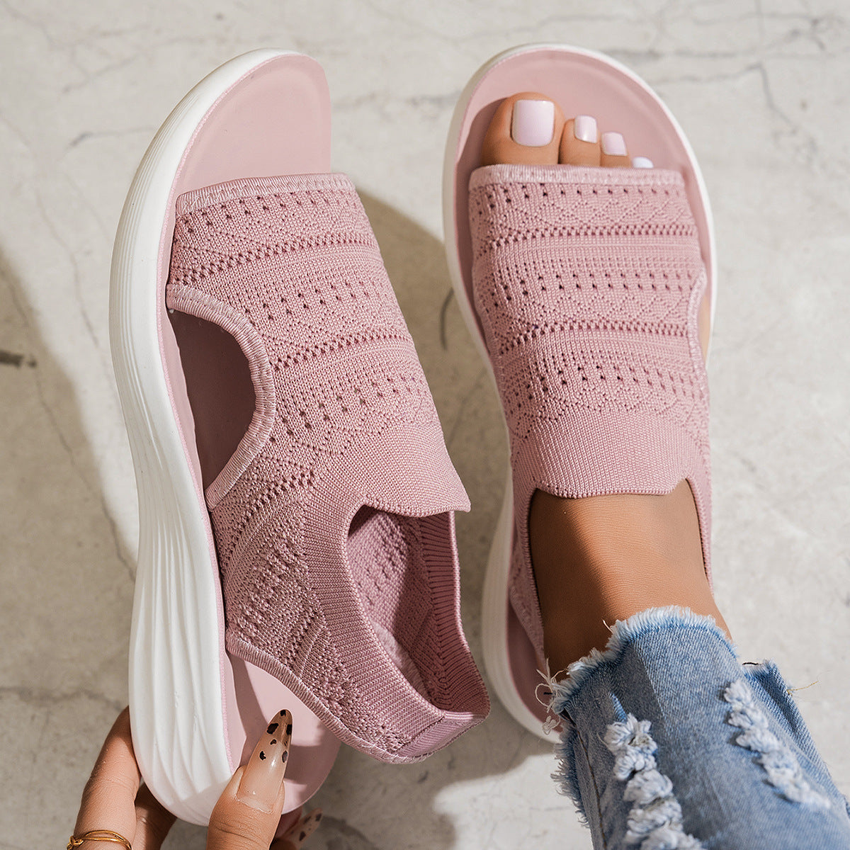 Faye | Knit Platform Sandals