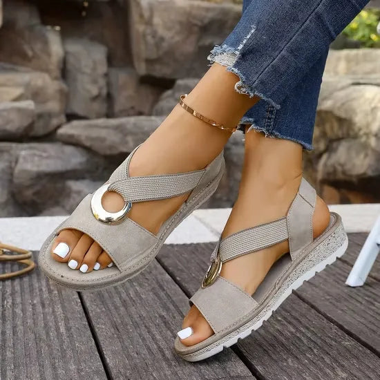 Luna | Gold Trim Flatform Sandals