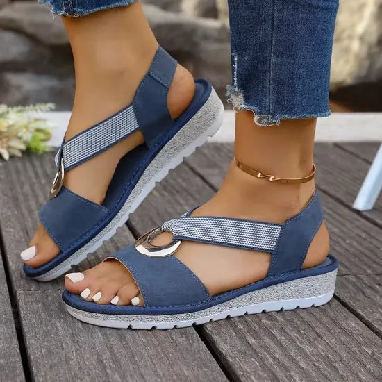 Luna | Gold Trim Flatform Sandals