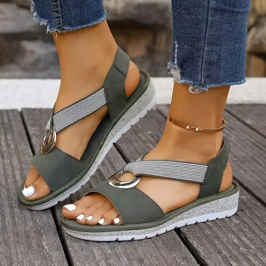 Luna | Gold Trim Flatform Sandals