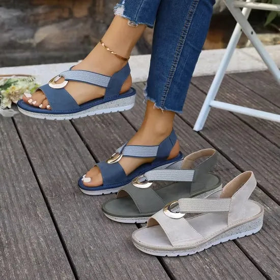Luna | Gold Trim Flatform Sandals