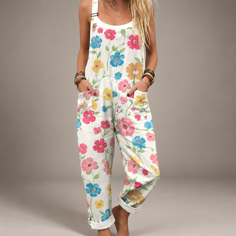 Comfortable Printed Dungarees flowers studio photo